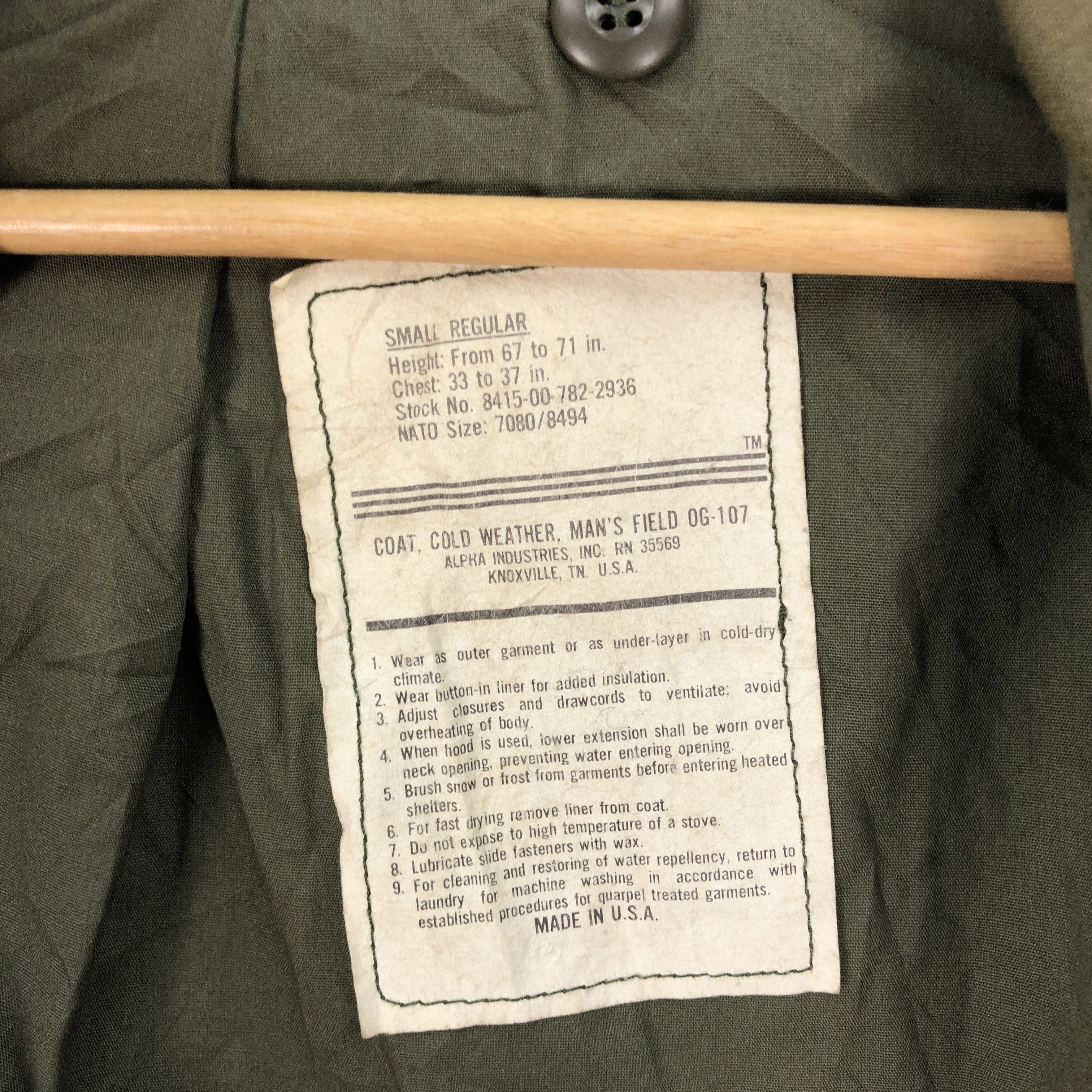 Alpha Industries × Vintage Vintage 80s Alpha Industries OG 107 Coat Military Jacket Size US M / EU 48-50 / 2 - 10 Thumbnail