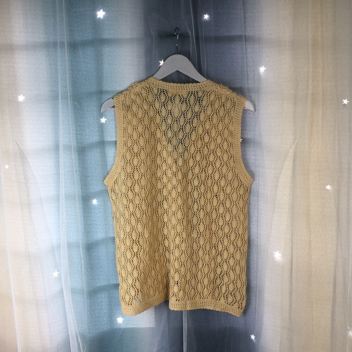 Homespun Knitwear Venticella Brown Mesh Net Crochet Vest Cardigan #7408 Size M / US 6-8 / IT 42-44 - 14 Thumbnail