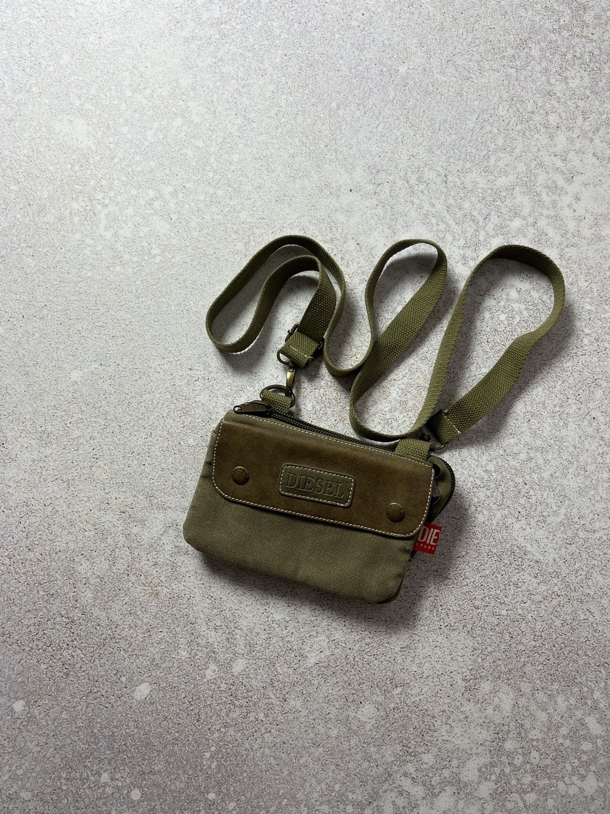 Vintage 90S Diesel Spare Parts Canvas Bag Messenger in Green, Men's