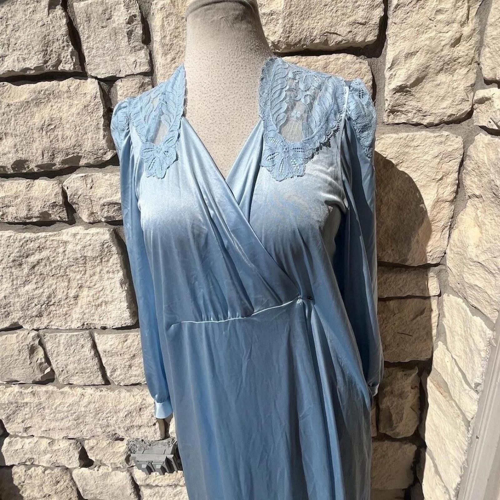 Other Blue vintage 80s maxi dress with lace trim #maxidress Size S / US 4 / IT 40 - 2 Thumbnail