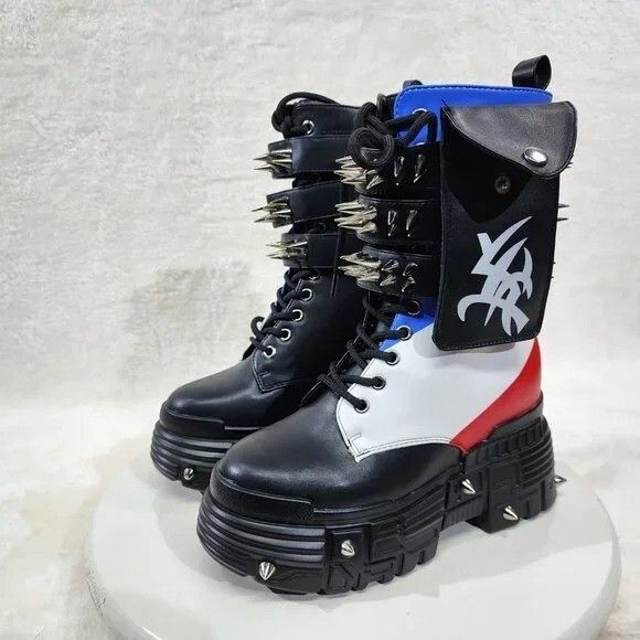Other Anthony Wang Red White Blue Black Night Cyber Punk Goth Mid Size US 8.5 / IT 38.5 - 6 Thumbnail