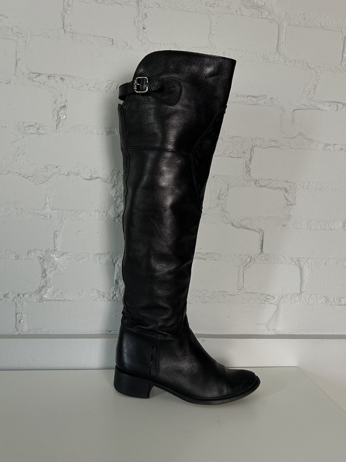 Vintage Vintage knee-high leather biker boots Size US 6 / IT 36 - 5 Thumbnail