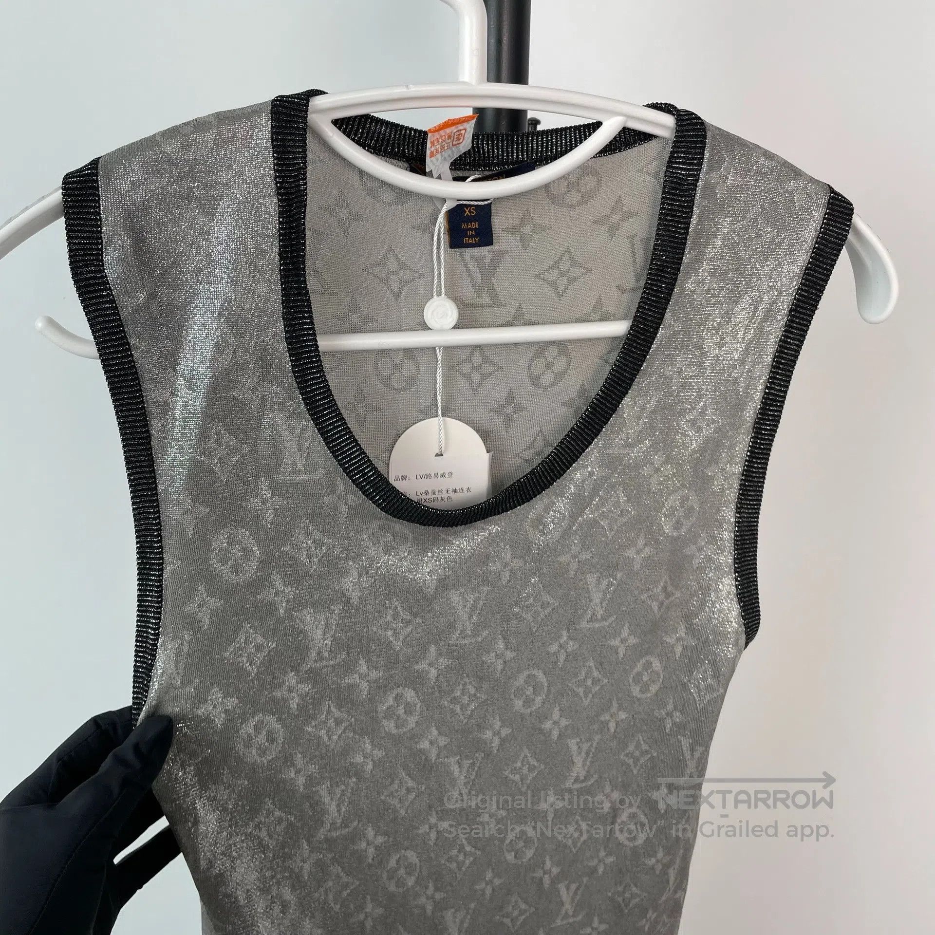 Louis Vuitton Louis Vuitton Silver metallic shiny sleeveless vest top| Size XS / US 0-2 / IT 36-38 - 4 Thumbnail