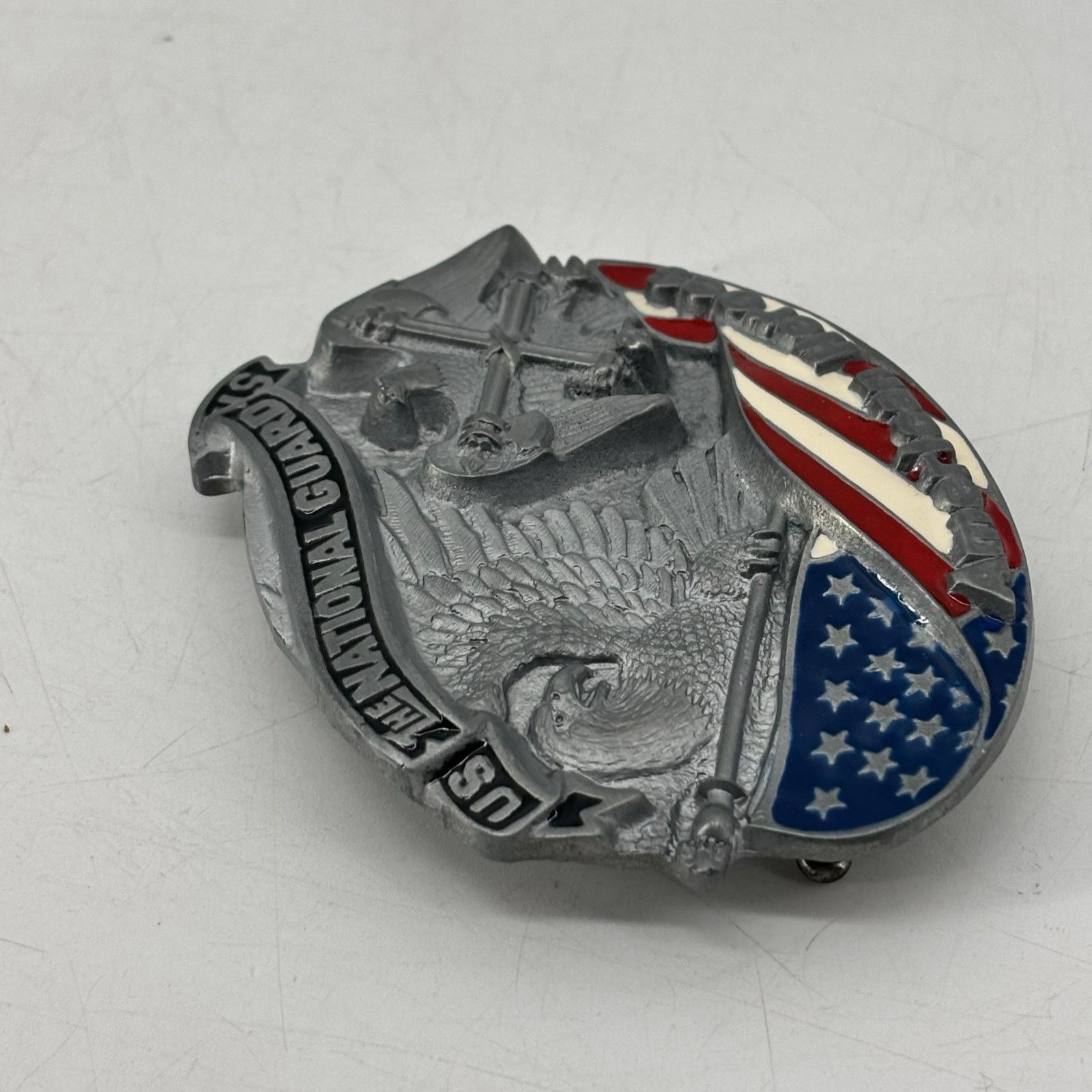 Vintage US National Guard Belt Buckle Great American Hero USA Pewter Size ONE SIZE - 11 Thumbnail