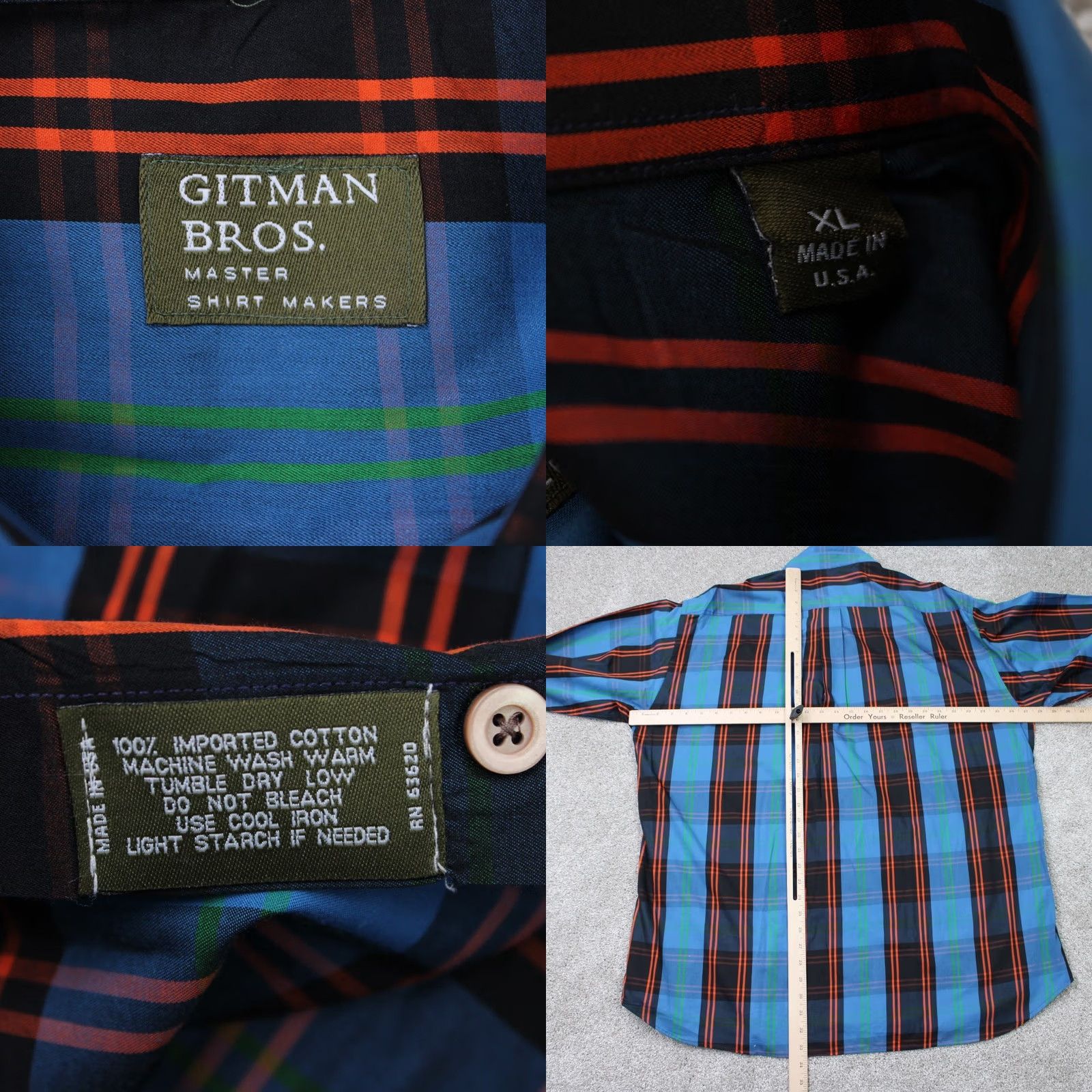 Vintage Gitman Bros Shirt Mens XL Blue/Orange/Black 100% Cotton Long Sleeve Button-Down Model: Sportsman Vintage: No Size US XL / EU 56 / 4 - 8 Thumbnail