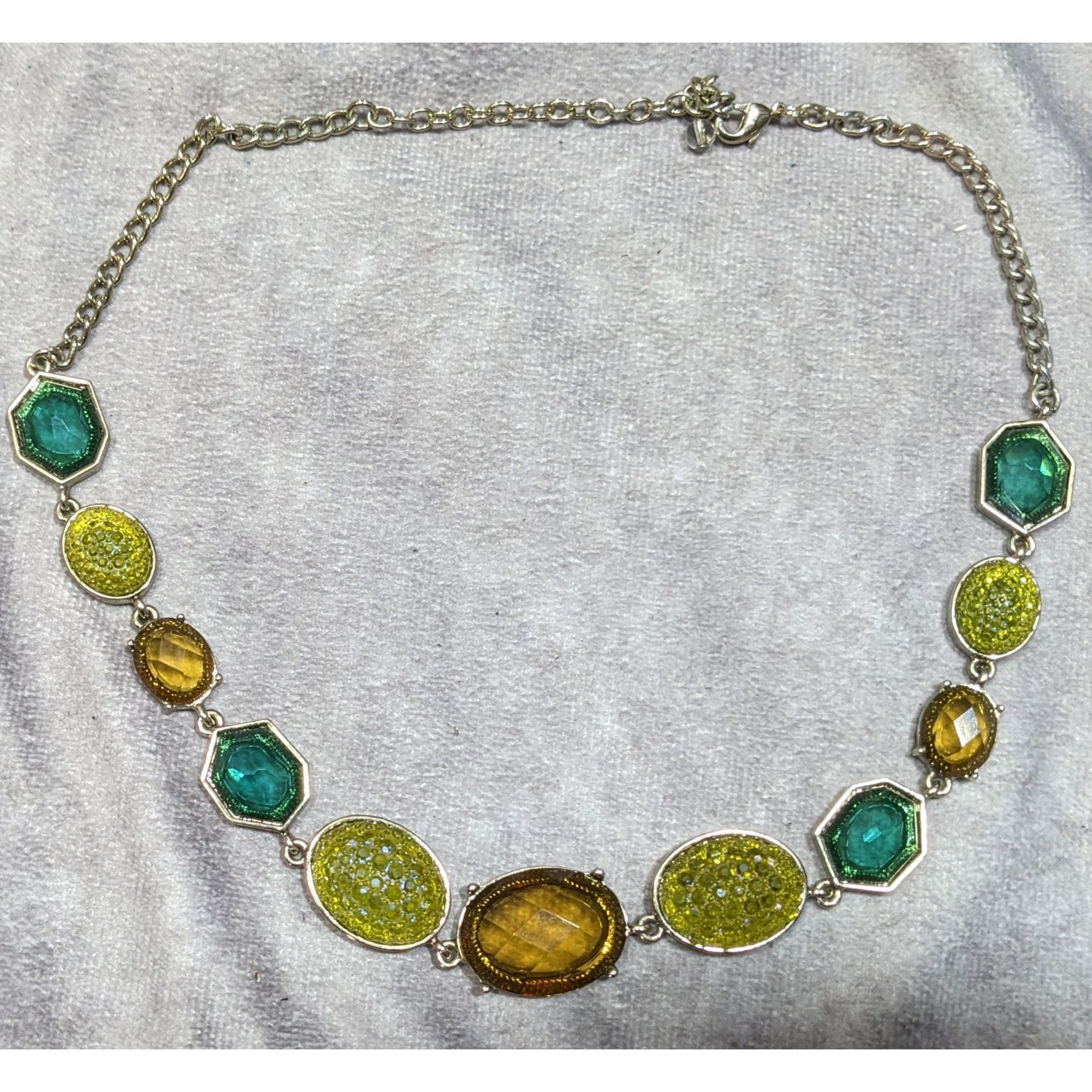 Other Vintage Green And Yellow Gemmed Statement Necklace Size ONE SIZE - 6 Thumbnail