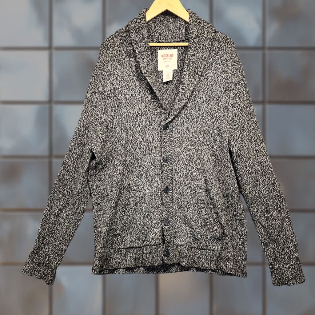 Mossimo Mossimo Supply Co Sweater Mens XL Grey Black Wool Blend Shawl Collar Cardigan Size US XL / EU 56 / 4 - 1 Thumbnail