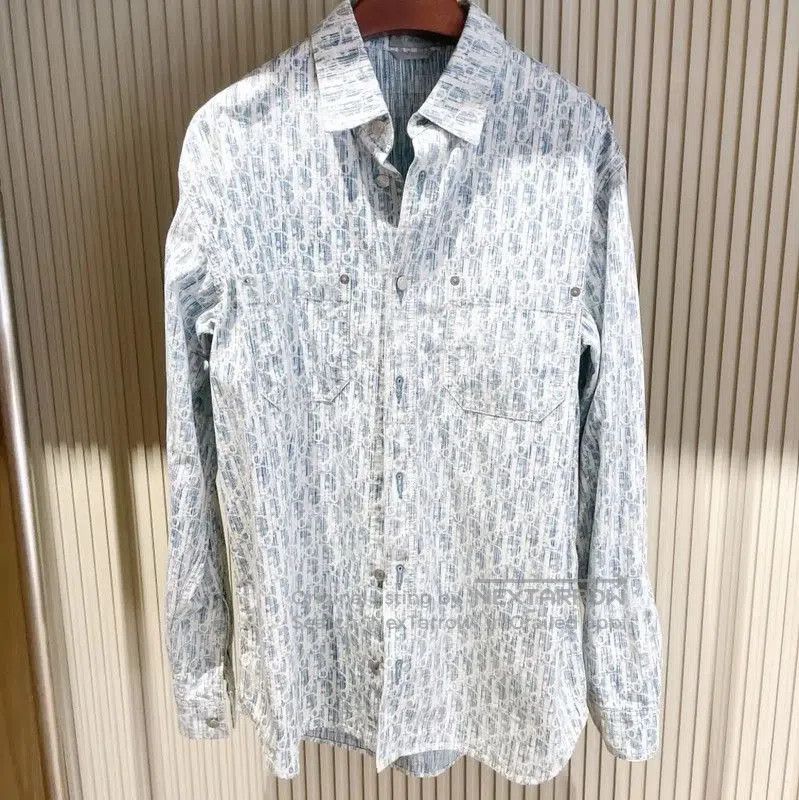Dior Dior Blue Denim Logo Print Long Sleeve Shirt . Size US L / EU 52-54 / 3 - 1 Thumbnail