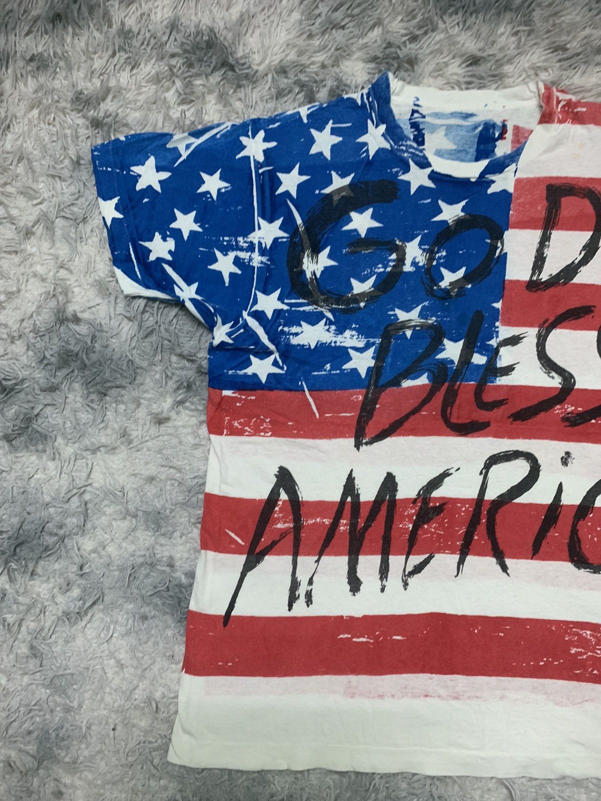 Vintage 80s GOD BLESS AMERICA FULLPRINT T SHIRT Size US L / EU 52-54 / 3 - 3 Thumbnail