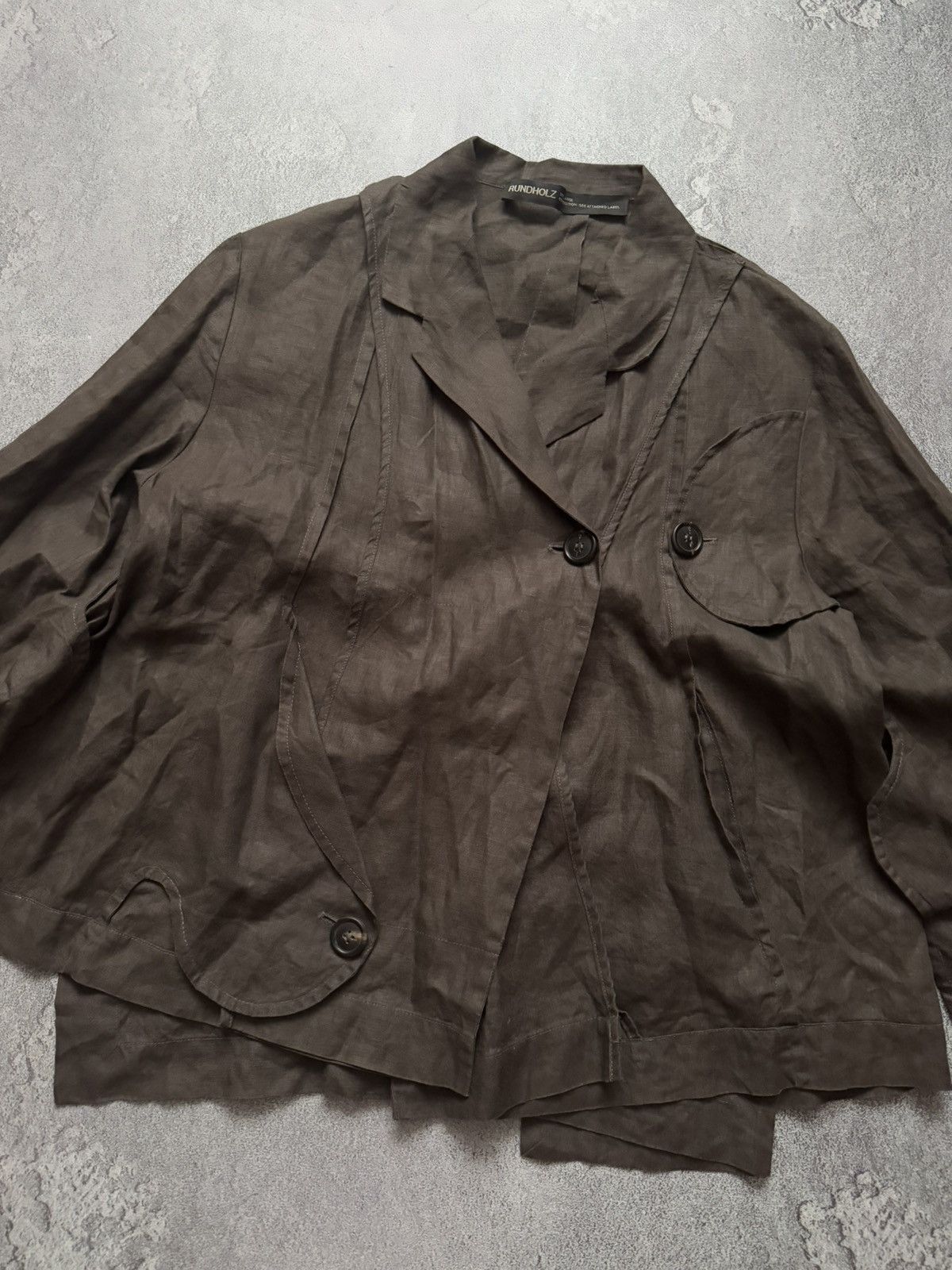 Designer × Rundholz Rundholz L Avantgarde linen blazer jacket asymmetrical relax Size L / US 10 / IT 46 - 9 Thumbnail