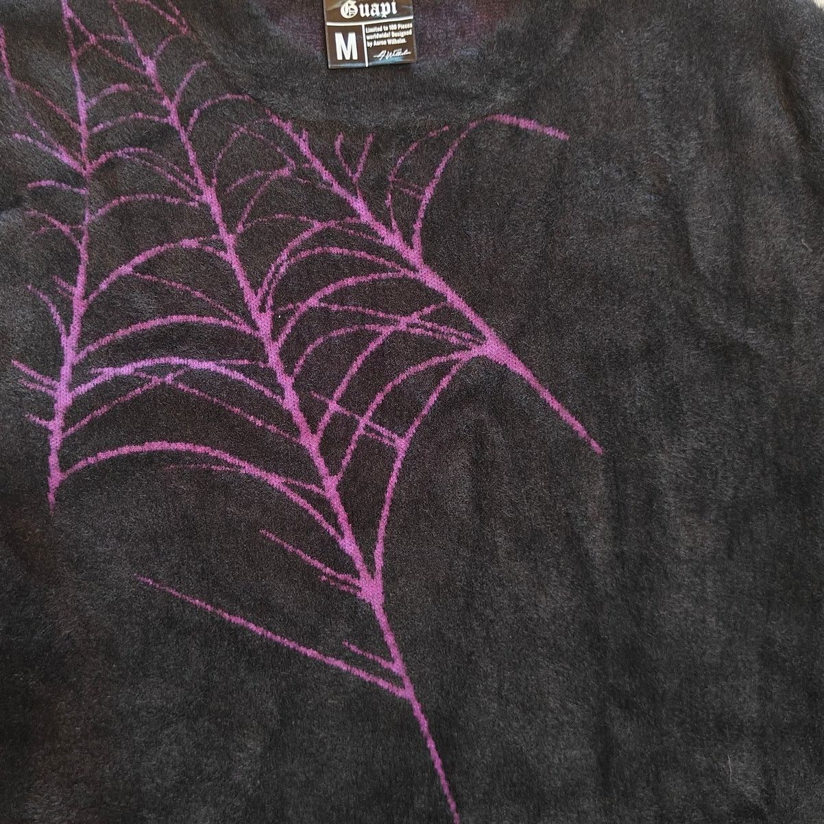 Other Guapi Black Fuzzy Sweater Purple Spiderweb Distressed Hem Size US M / EU 48-50 / 2 - 4 Thumbnail