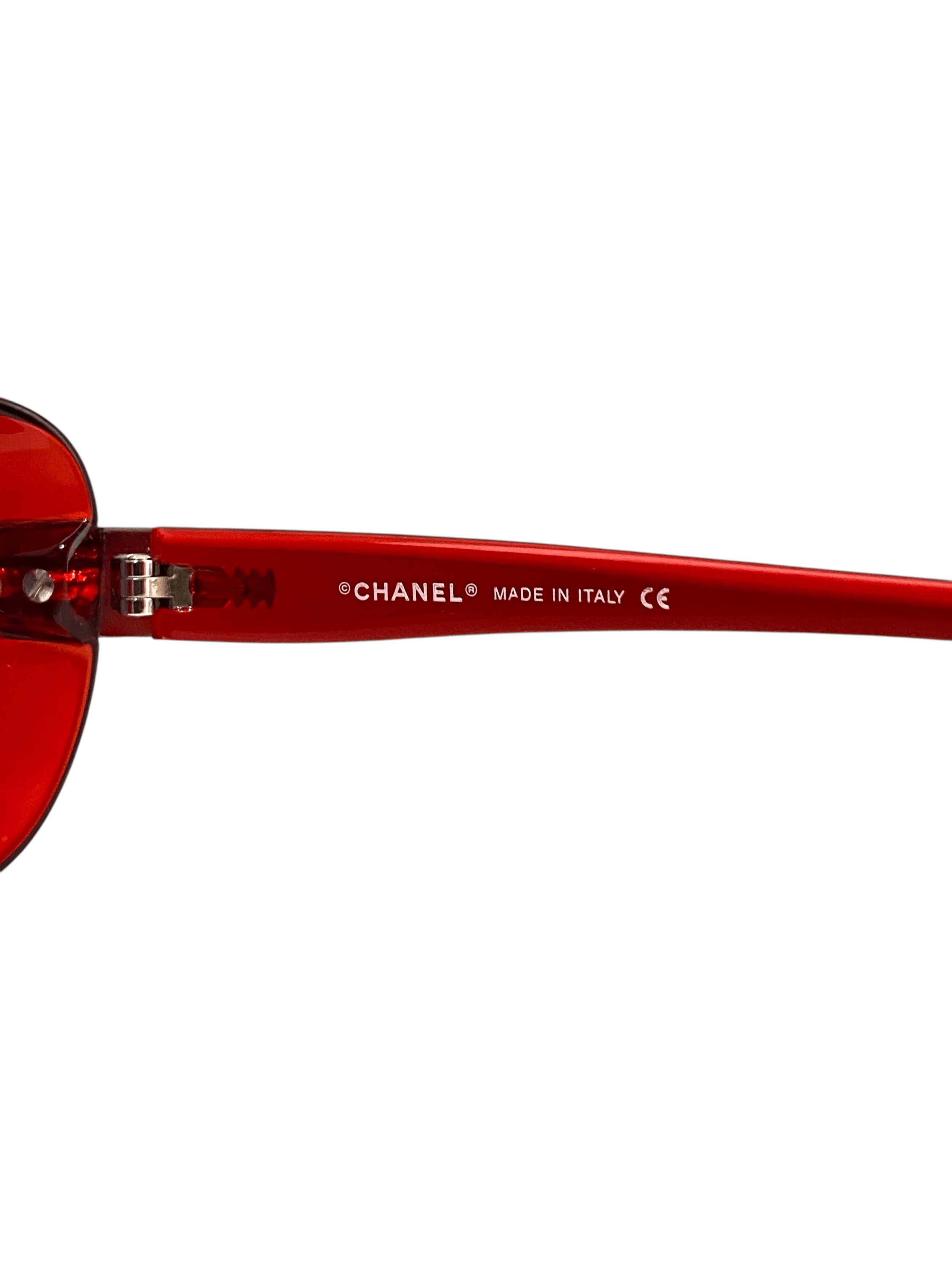 Chanel Chanel CC Logo Shield Oversized Vintage Red Sunglasses Y2K Size ONE SIZE - 11 Thumbnail