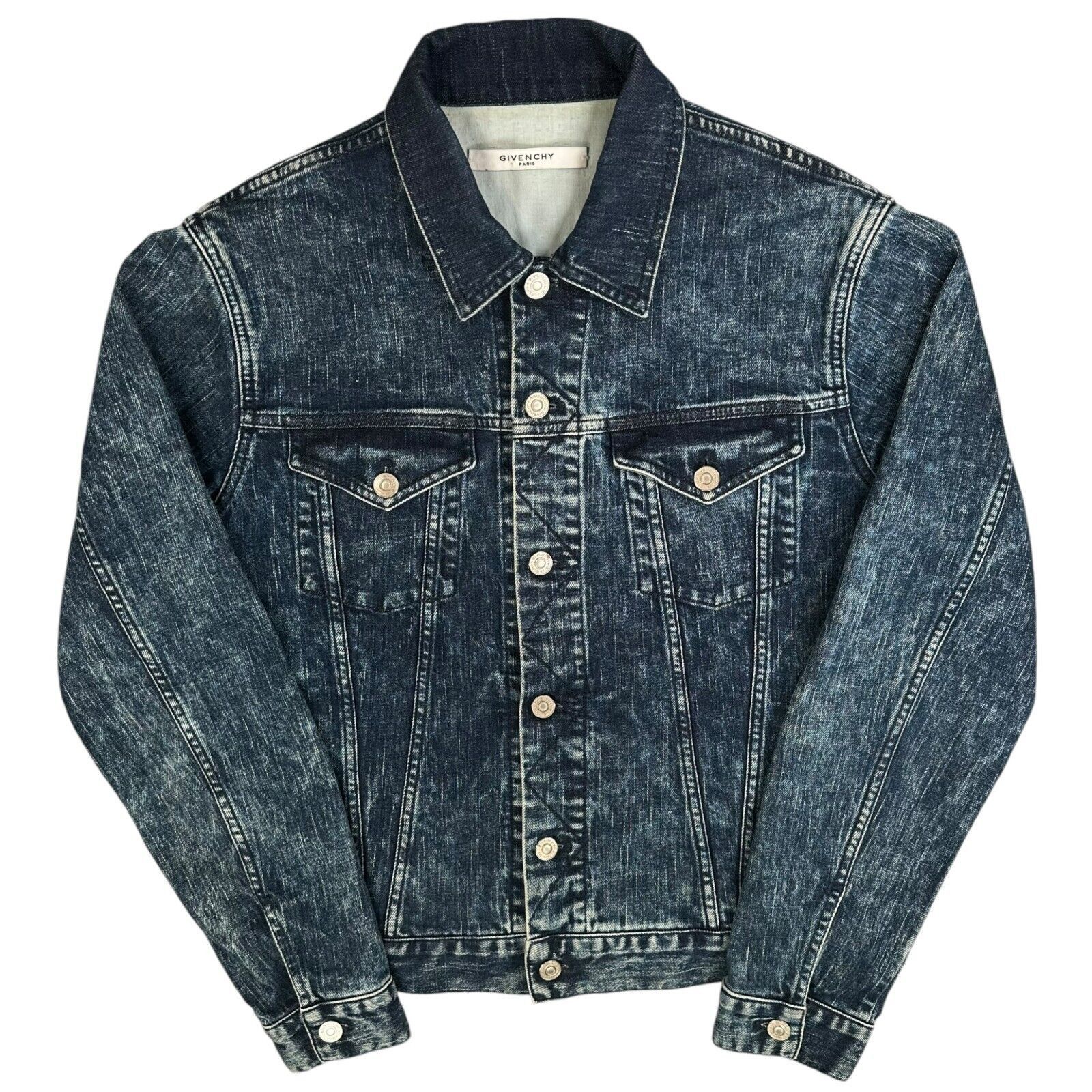 Givenchy Givenchy Size M Denim Jacket Acid Wash Deep Blue Logo Spray Size US S / EU 44-46 / 1 - 2 Thumbnail