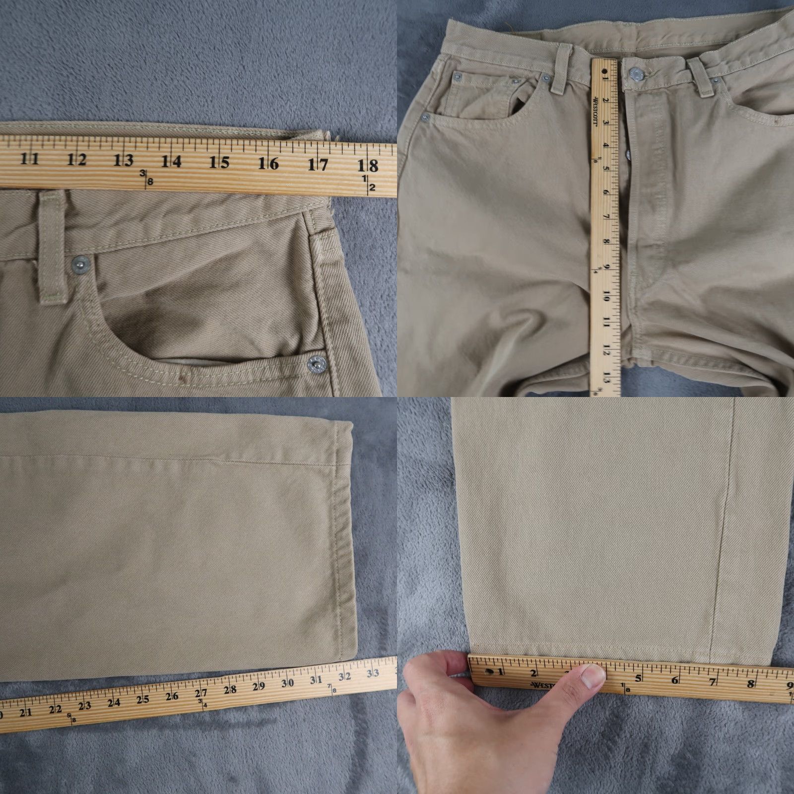 Levi's VINTAGE Levi's 501 Jeans Straight Denim Khaki 36 Mens 90s USA Buttons Belt Loops 5-Pocket Size US 36 / EU 52 - 8 Thumbnail