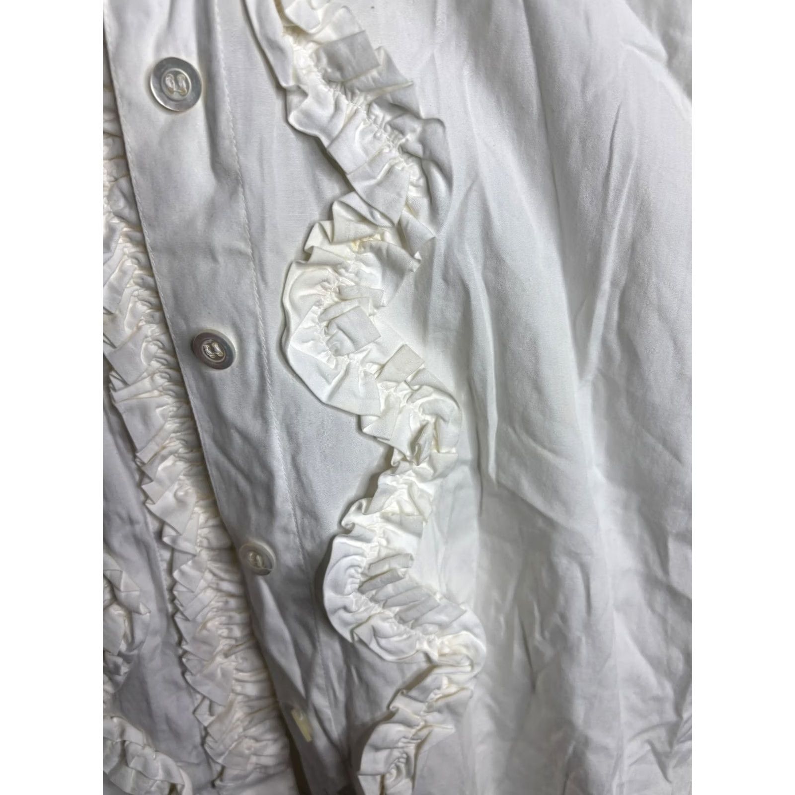 Escada VINTAGE Escada Blouse Womens 38 White Ruffle Front Button Down Long Sleeve Size XS / US 0-2 / IT 36-38 - 4 Thumbnail