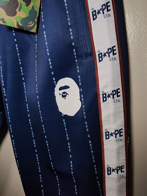 Bape A Bathing ApeText Stripe Jersey Pants Size US 32 / EU 48 - 3 Thumbnail
