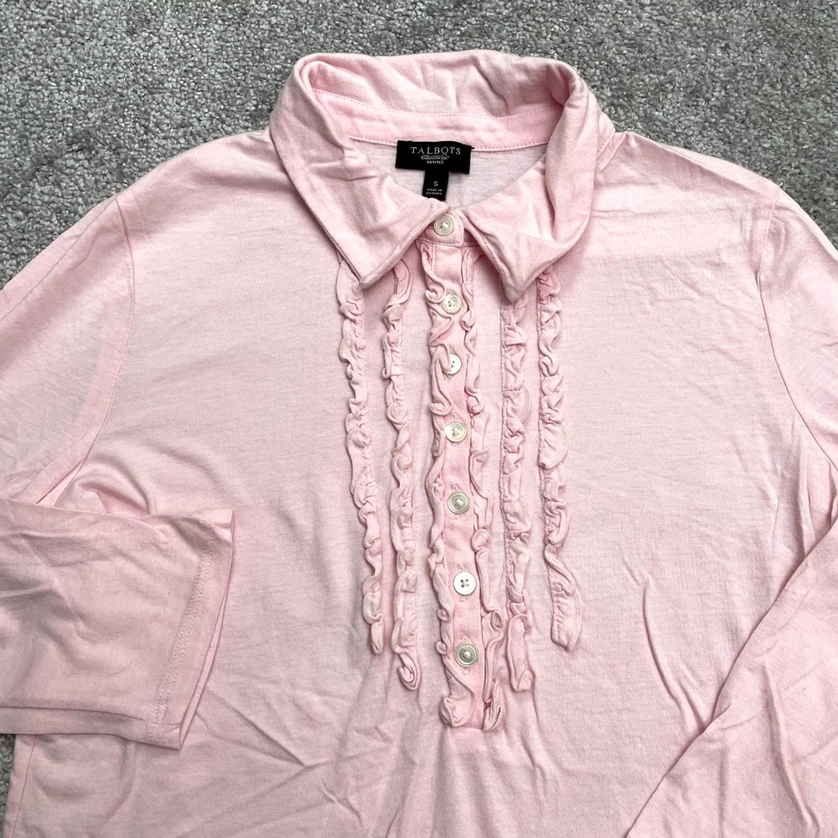Talbots Talbots Petite Blouse Womens Small Pink Long Sleeve Button Up Casual Top Size S / US 4 / IT 40 - 4 Thumbnail