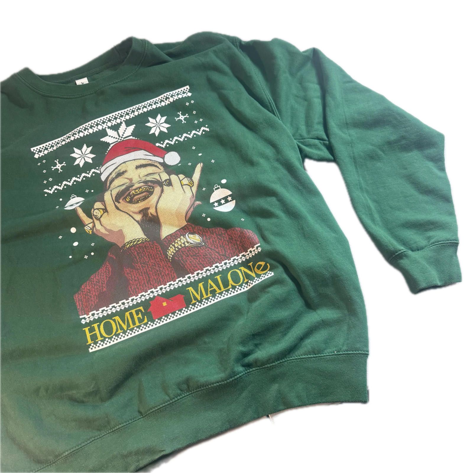 The Unbranded Brand Post Malone Christmas Home Alone Green Sweatshirt Mens XL Size US XL / EU 56 / 4 - 3 Thumbnail