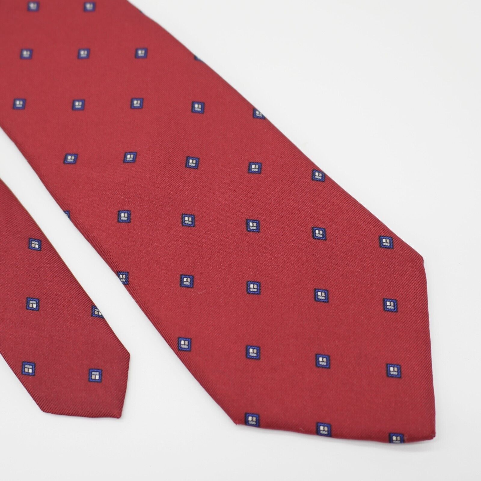 Dior Christian Dior Red Blue Geometric Italy Print Silk Tie Size ONE SIZE - 1 Thumbnail