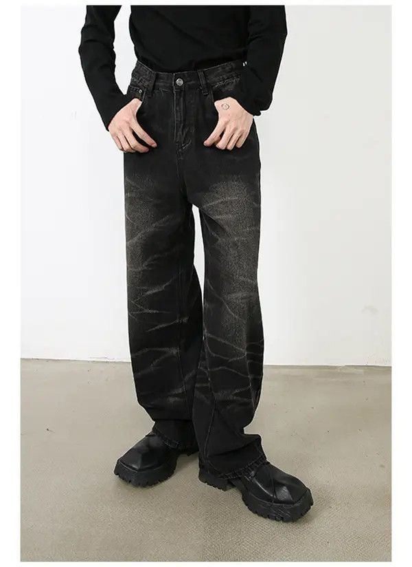 Japanese Brand Black loose straight men's personalized striped jeans Size US 32 / EU 48 - 7 Thumbnail
