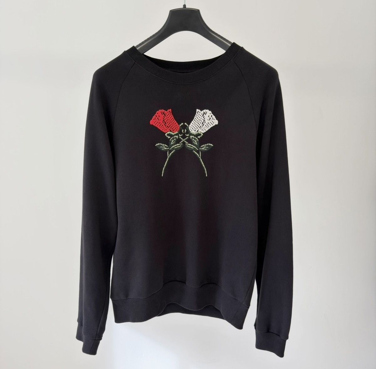 Dries Van Noten ‘Rose Embroidered’ Black Cotton Sweatshirt Size US M / EU 48-50 / 2 - 1 Thumbnail