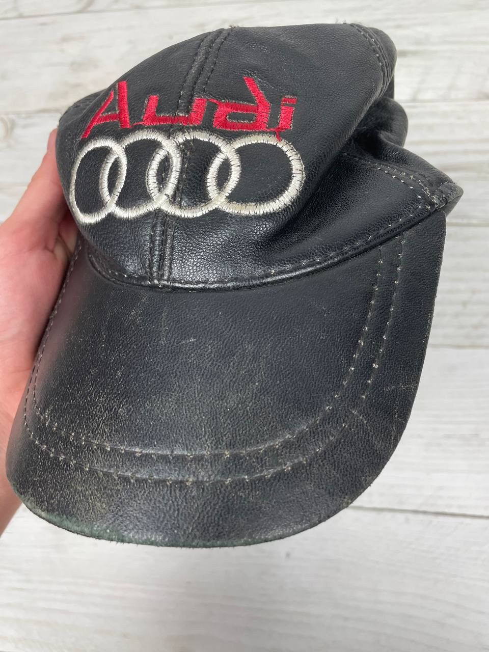 Audi Vintage Racing Audi Leather Cap 90s Hat Big Logo Nascar Y2K Size ONE SIZE - 9 Thumbnail