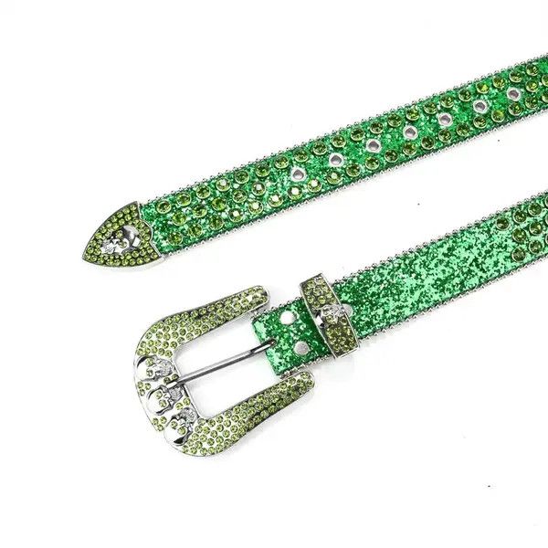 Leather Arisawa x Misac Rhinestone Studded PU Leather Belt Size ONE SIZE - 3 Thumbnail