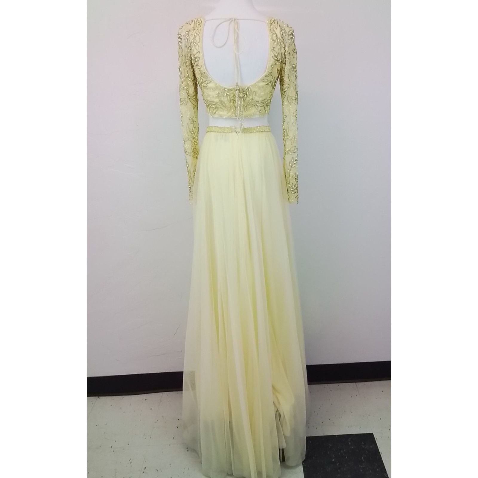 Other Sherri Hill Beaded 2 Piece Women's 4 Yellow Top + Maxi Skirt Size S / US 4 / IT 40 - 3 Thumbnail