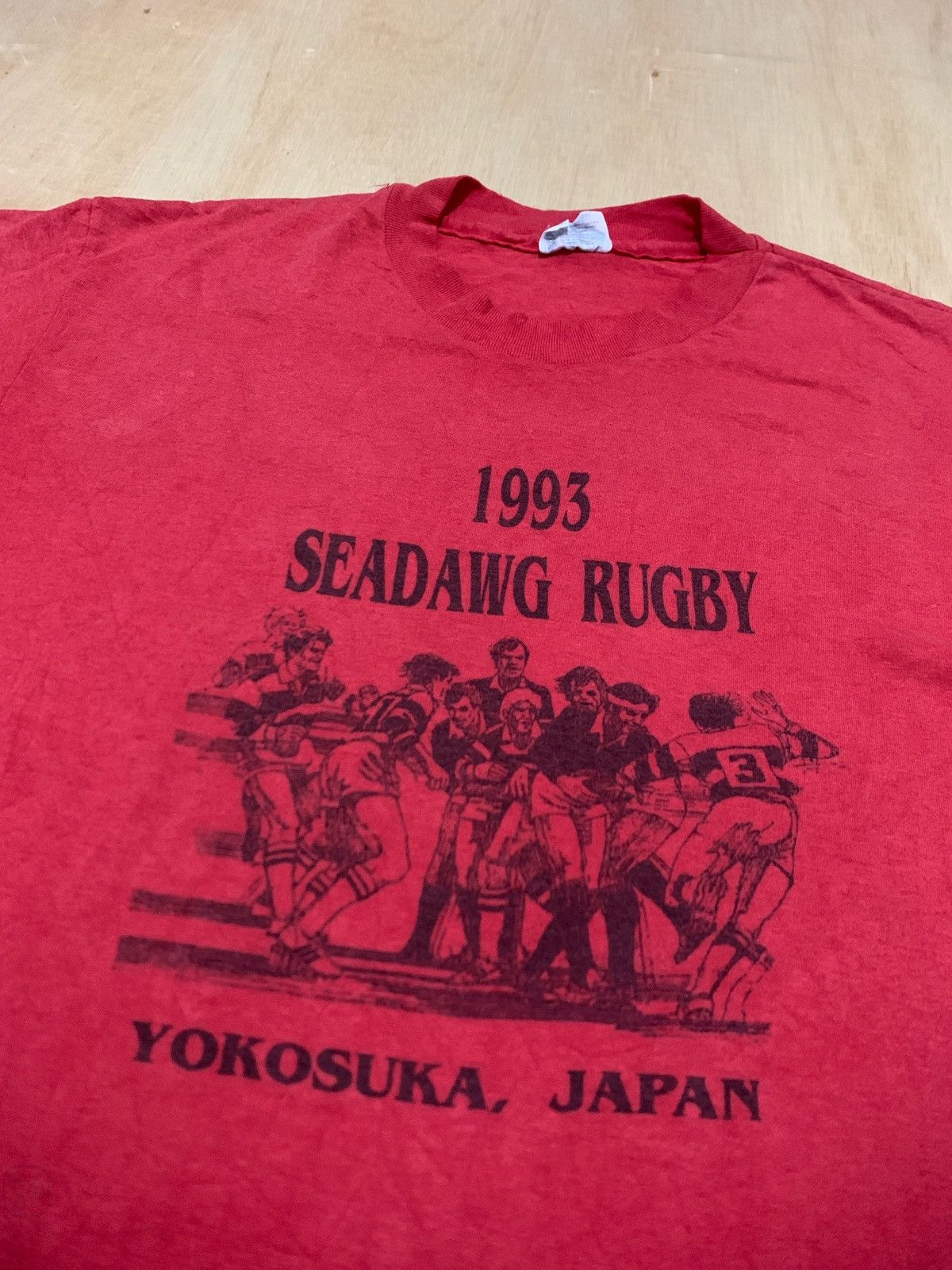 Hanes × Vintage Vintage 90s Seadawg Rugby Yokosuka Japan Tshirt Size US L / EU 52-54 / 3 - 3 Thumbnail