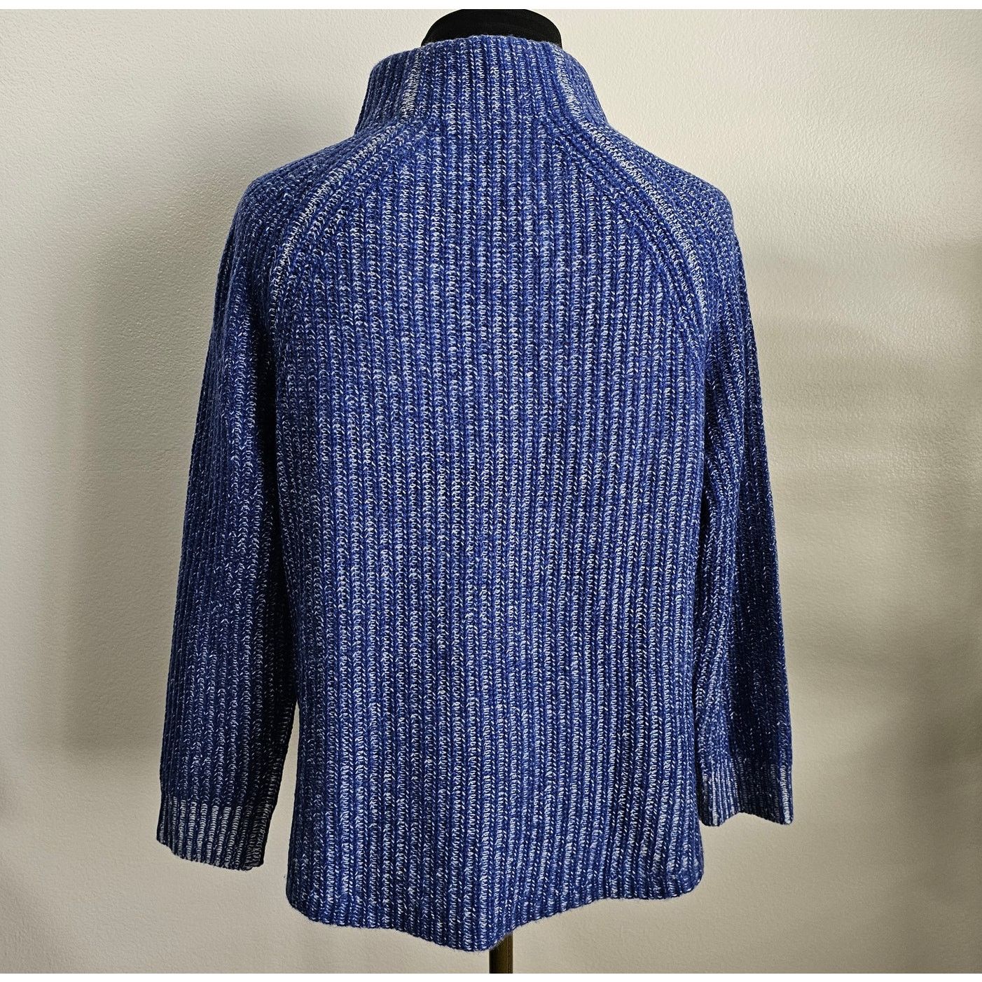 White + Warren EUC WHITE + WARREN Cashmere Blue/White Mock Neck Sweater XS Size XS / US 0-2 / IT 36-38 - 3 Thumbnail