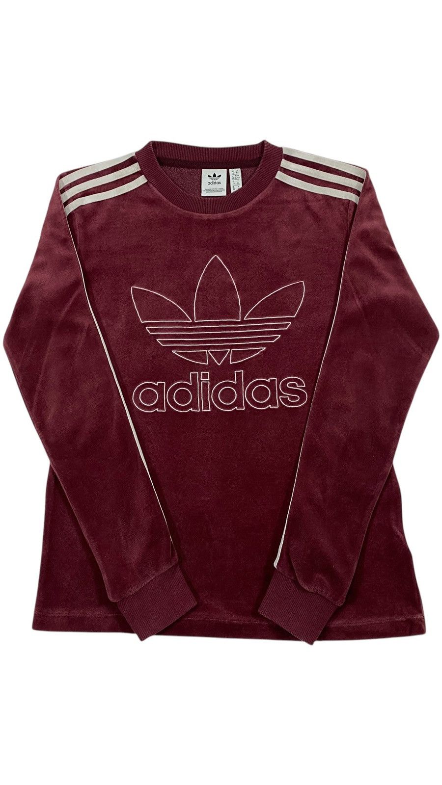 Adidas 🔥LASTDROP🔥 Adidas Velour Trefoil Bordeaux Stripes Sweatshirt Size XS / US 0-2 / IT 36-38 - 1 Thumbnail