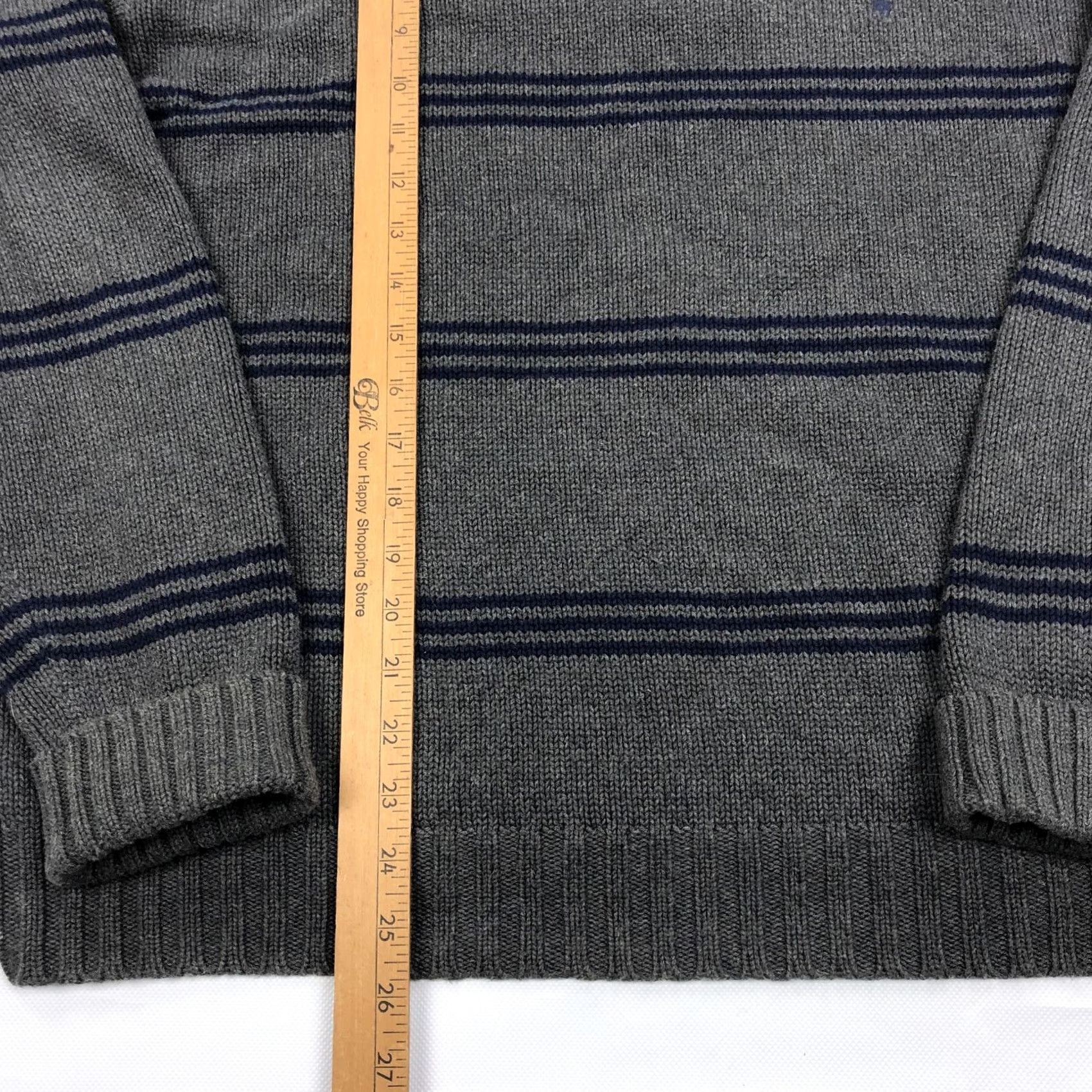 Polo Ralph Lauren VINTAGE Polo Ralph Lauren Men’s L Gray Blue Striped Cotton Crewneck Sweater Size US L / EU 52-54 / 3 - 5 Thumbnail