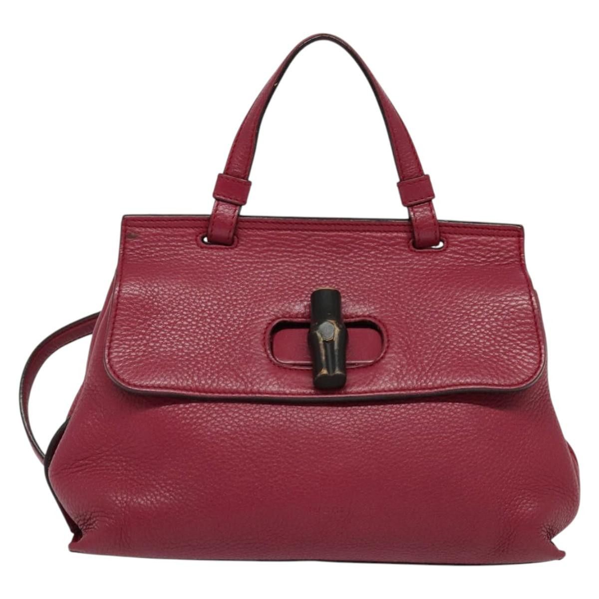 Gucci GUCCI Bamboo Daily Hand Bag Leather Pink Silver Size ONE SIZE - 2 Thumbnail