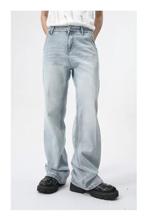 Japanese Brand Simple casual light blue washed bootcut jeans Size US 33 - 1 Thumbnail