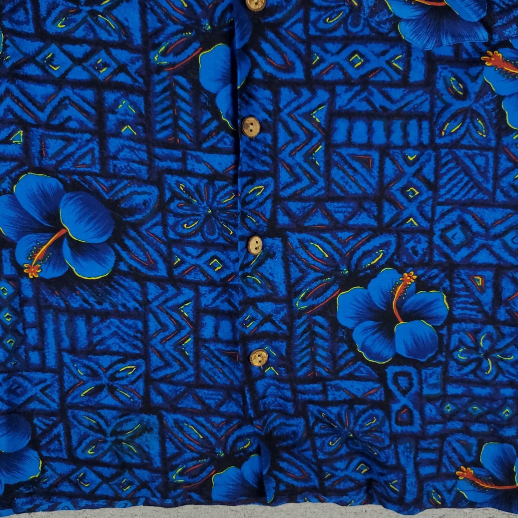 Vintage Kennington Shirt Mens Large Blue Rayon Hawaiian Camp Collar Button Up Polyester Size US L / EU 52-54 / 3 - 4 Thumbnail