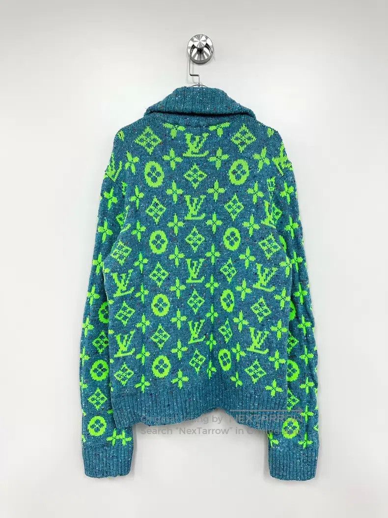 Louis Vuitton Louis Vuitton Fluorescent green printed logo knitted cardi Size US M / EU 48-50 / 2 - 2 Thumbnail