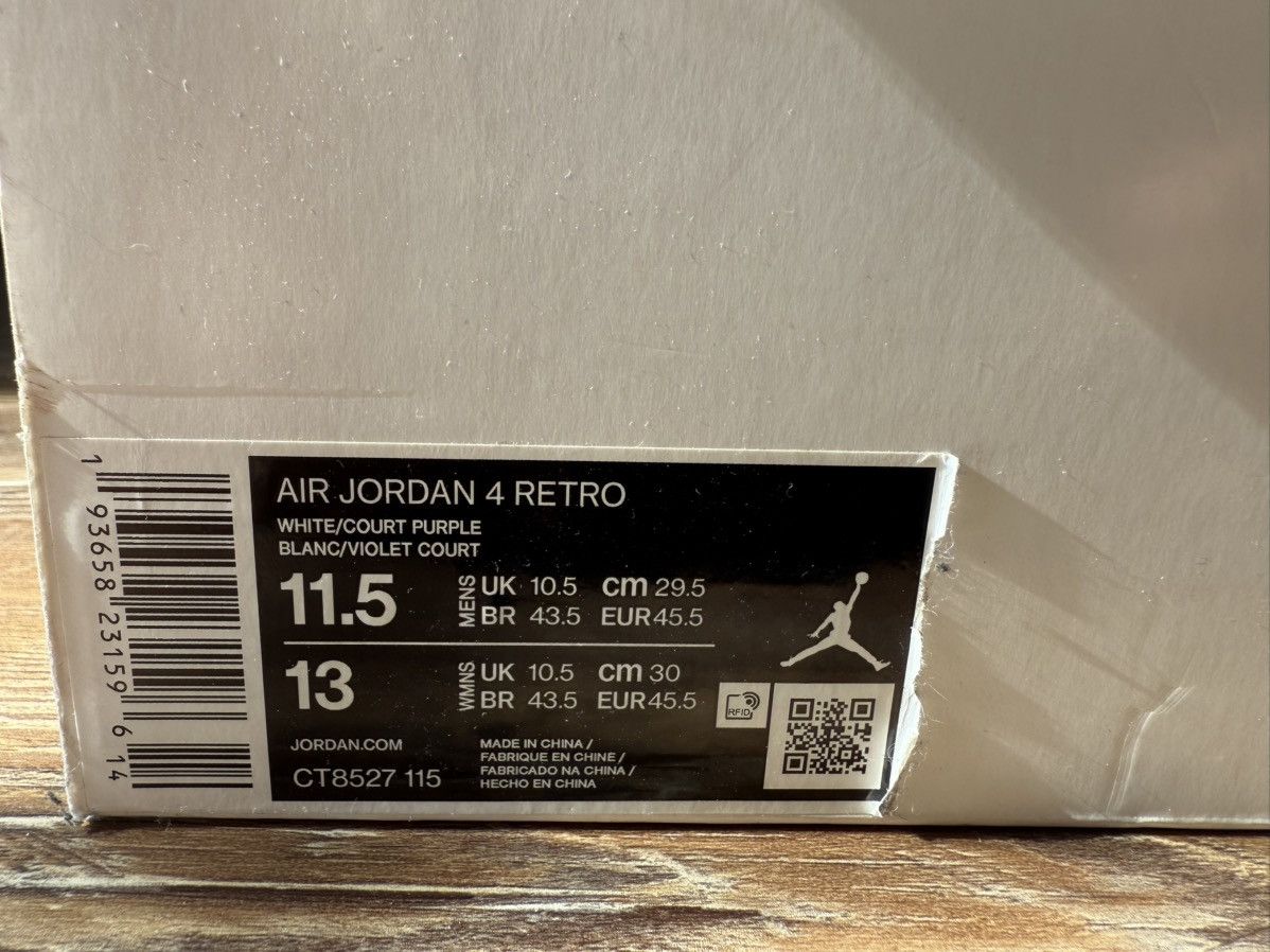 Jordan Brand JORDAN 4 RETRO | Metallic Purple Size US 11.5 / EU 44-45 - 9 Thumbnail