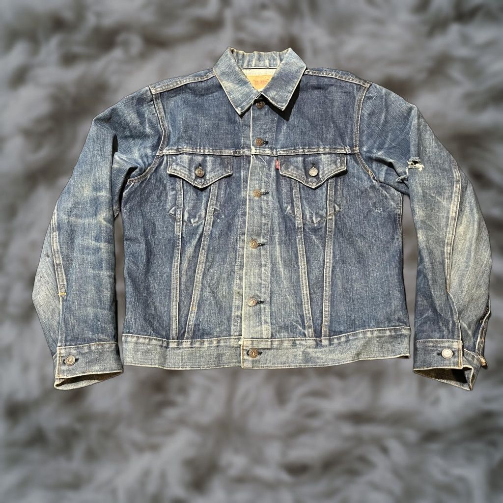 VINTAGE Levi's Denim Jacket Mens Large 90s Blue Trucker Distressed