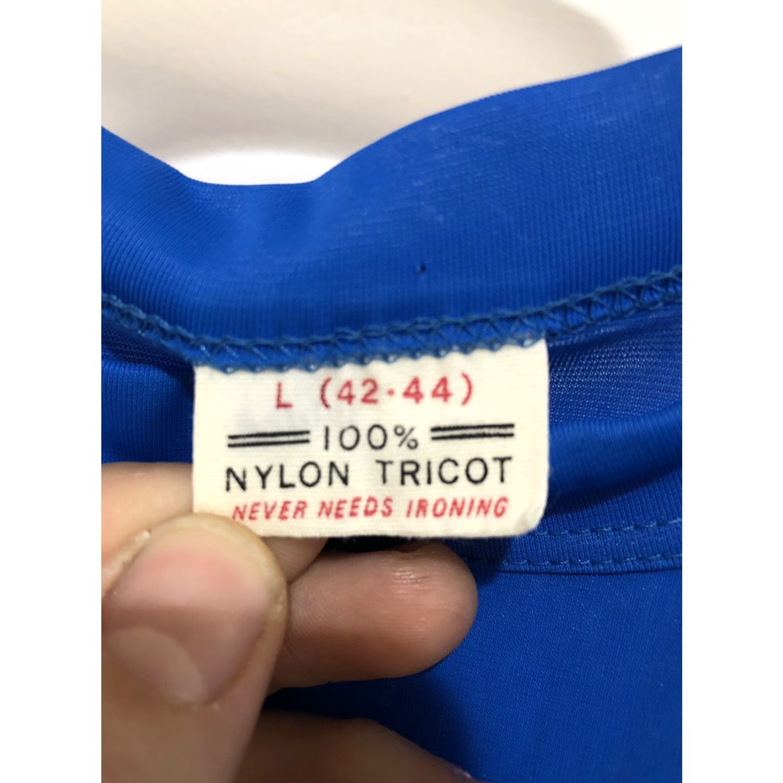 Vintage VINTAGE 60s Blue 100% Nylon Tricot T Shirt Size Small USA Punk Disco Rave USA Mens Short Sleeve Crew Neck Size US S / EU 44-46 / 1 - 2 Thumbnail
