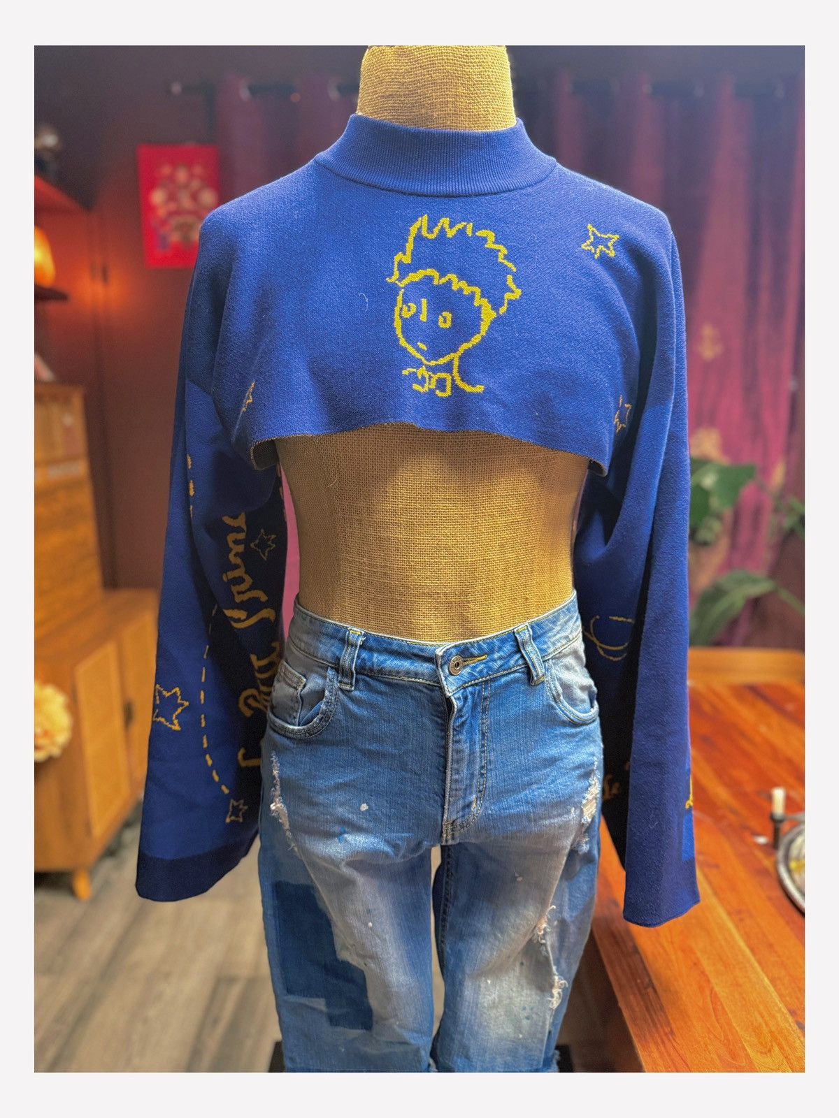 Other Navy “Little Prince” Inspired Cropped Knit Sweater Size ONE SIZE - 3 Thumbnail
