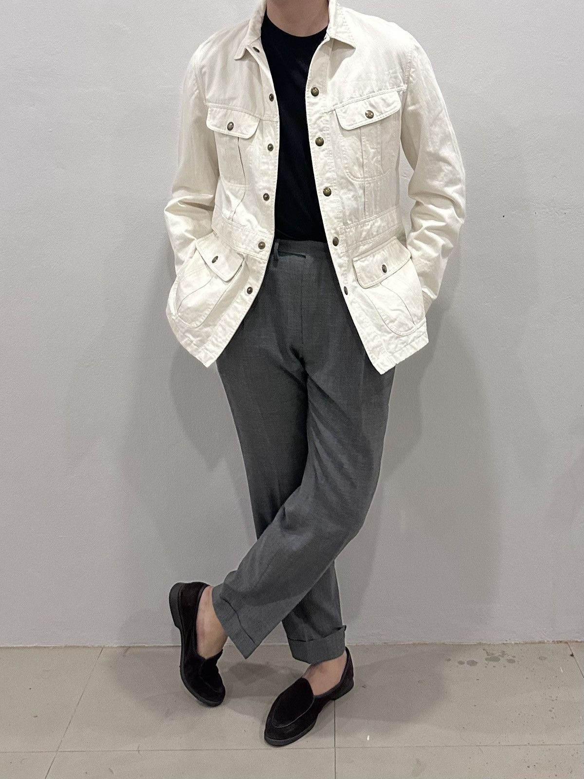 Tom Ford TOM FORD White Cotton-Twill Utility Jacket Size US L / EU 52-54 / 3 - 16 Thumbnail