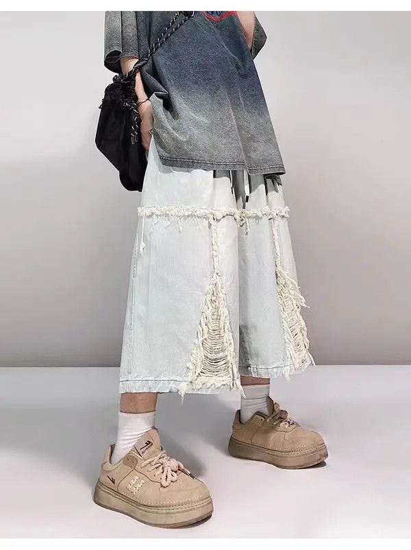 VIBE Vintage High Street Hip Hop Loose Fit Denim Shorts Size US 33 - 2 Thumbnail