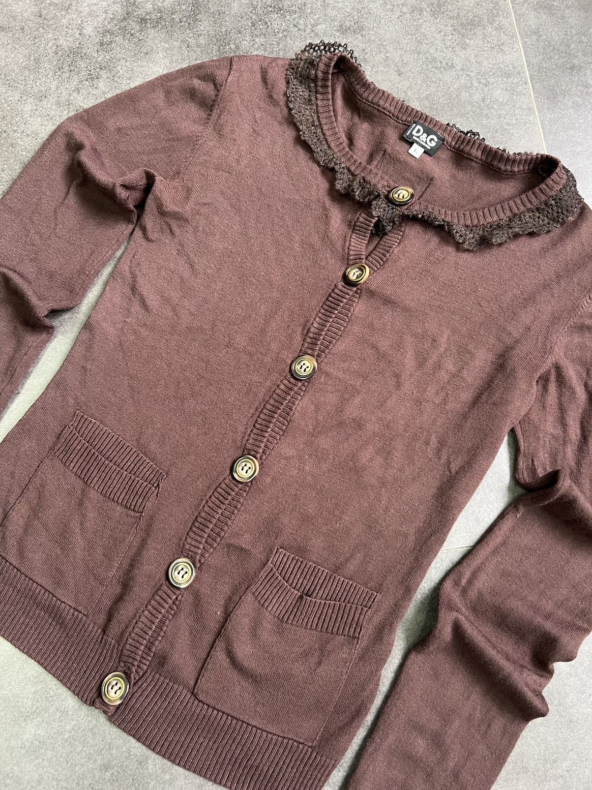 Dolce & Gabbana Coquette y2k Brown Button Up Knit Cardigan Size M / US 6-8 / IT 42-44 - 4 Thumbnail