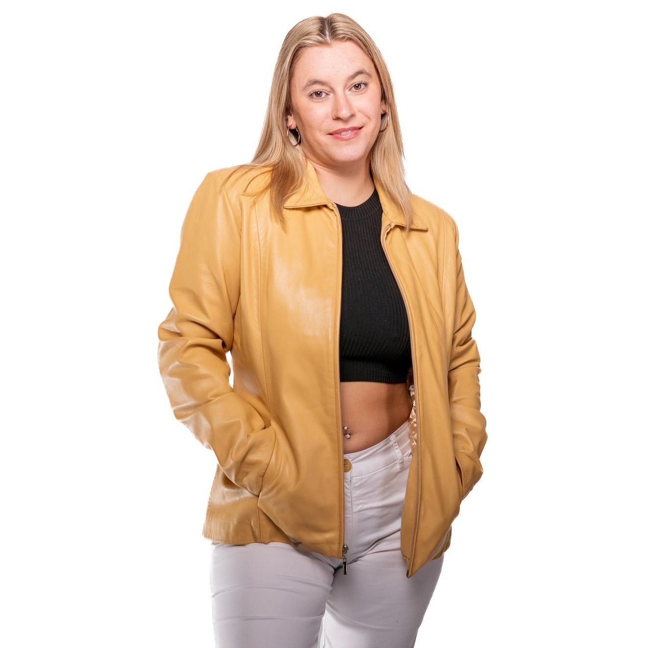 Wilsons Leather Wilsons Tan Leather Moto Jacket Blazer Size M / US 6-8 / IT 42-44 - 3 Thumbnail