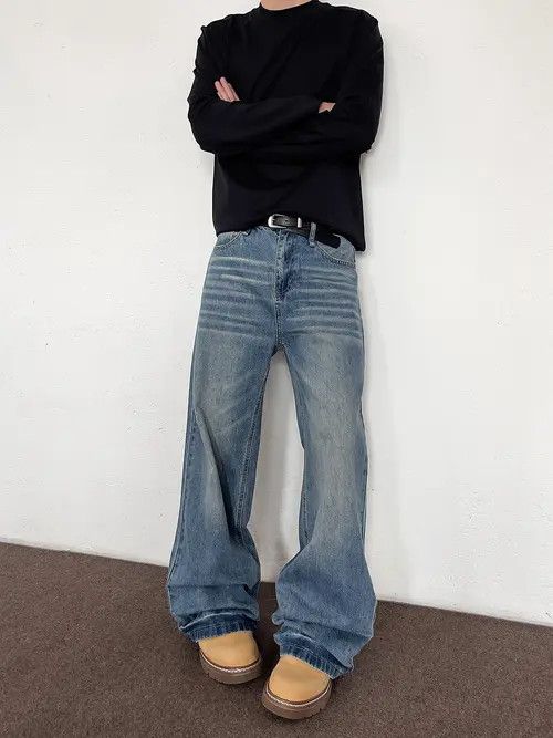 VIBE Blue Baggy Wide Leg Jeans Size US 30 / EU 46 - 4 Thumbnail