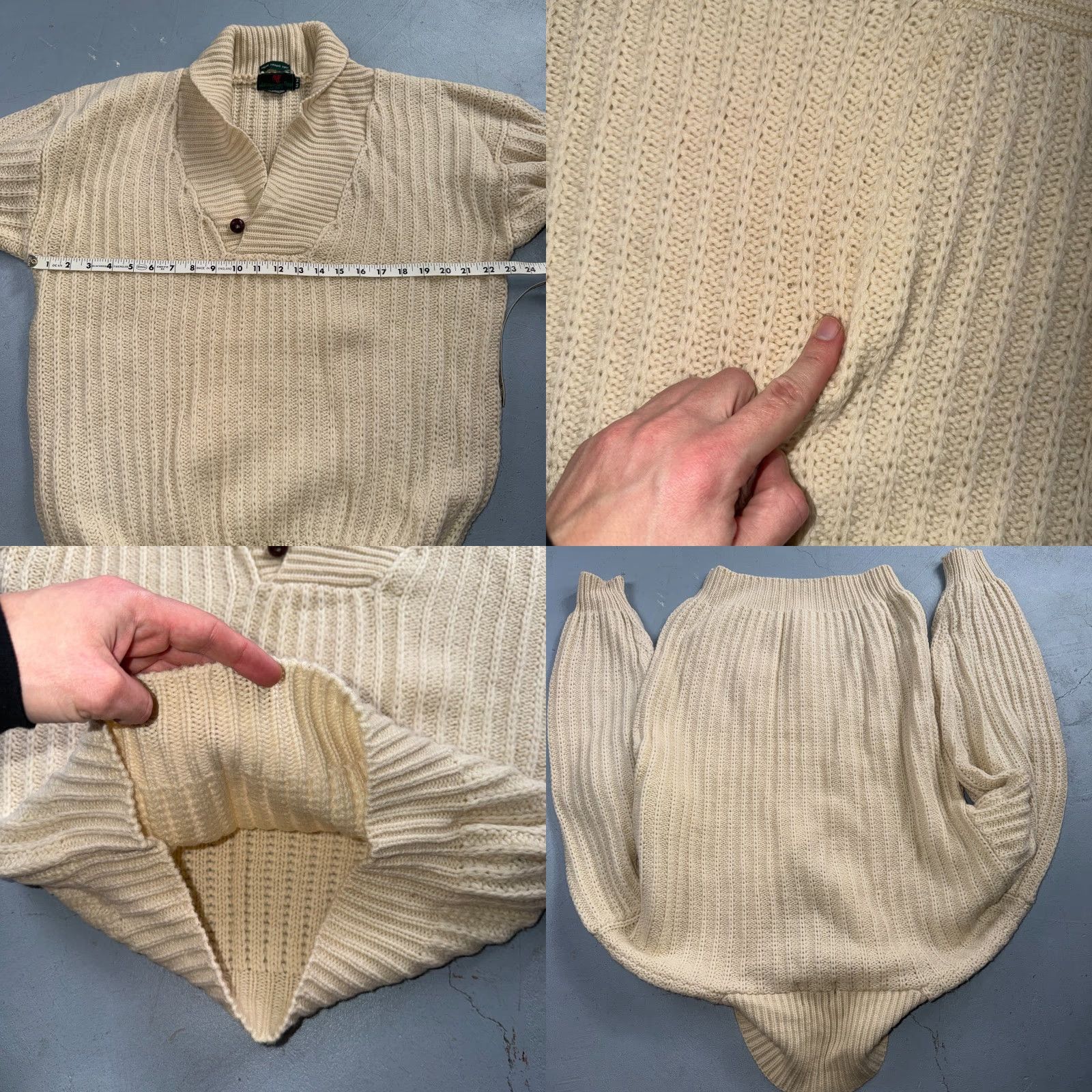 Abercrombie & Fitch VTG Abercrombie & Fitch Heavy Wool Shawl Sweater Oatmeal Beige Fisherman 70s Size US M / EU 48-50 / 2 - 8 Thumbnail