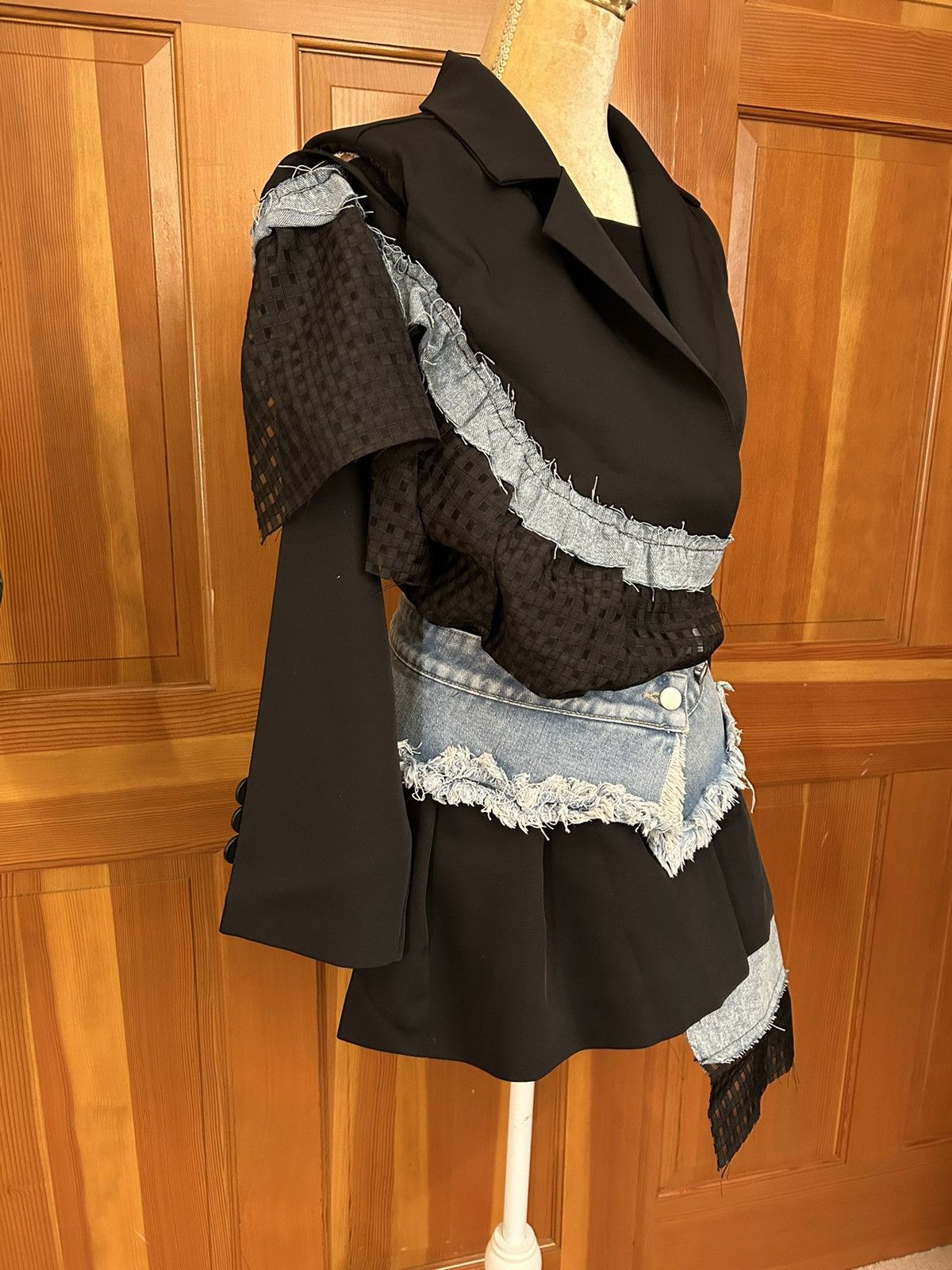 Designer × Other NWT, Lavishly Paris Women’s Designer Denim Patchwork Blazer. Size M / US 6-8 / IT 42-44 - 9 Thumbnail
