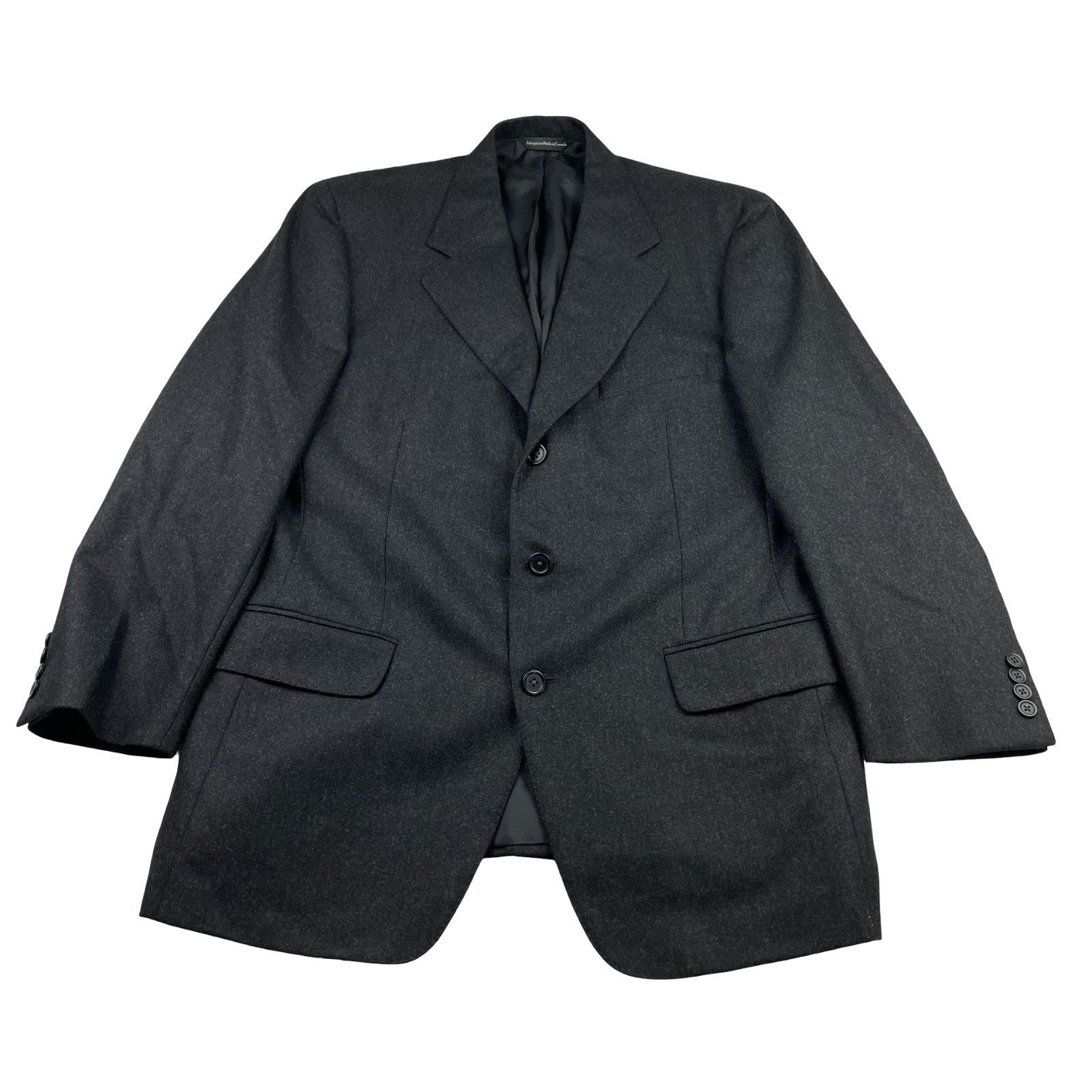 Samuelsohn Samuelsohn Men’s Flannel Wool 2-Button Suit Charcoal Gray • Size 42R - 2 Thumbnail