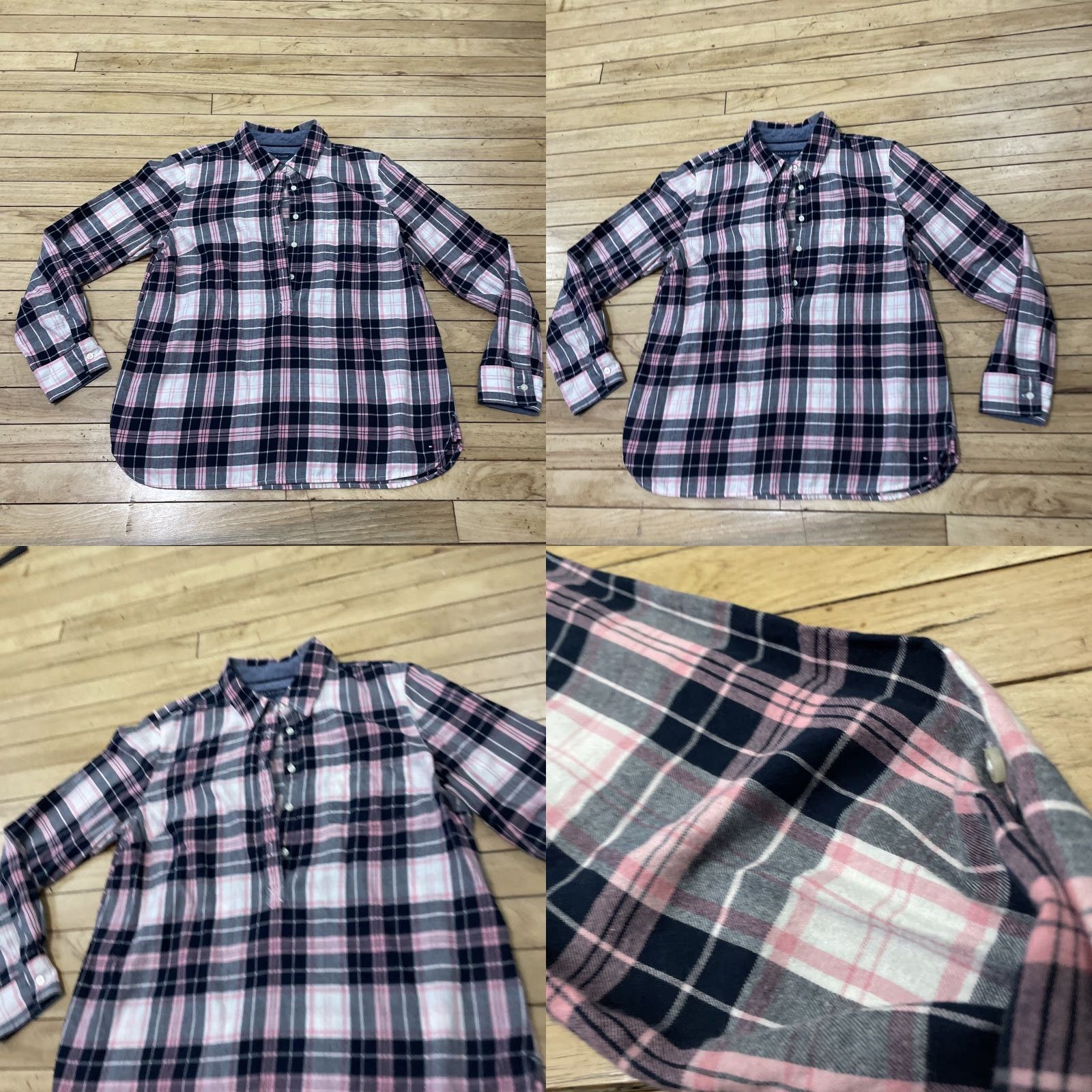 Tommy Hilfiger TOMMY HILFIGER Henley Shirt Women L Pink Plaid Western Surf Girl Y2K Sporty All Seasons Breathable Button-Up Casual Shirt Size L / US 10 / IT 46 - 10 Thumbnail