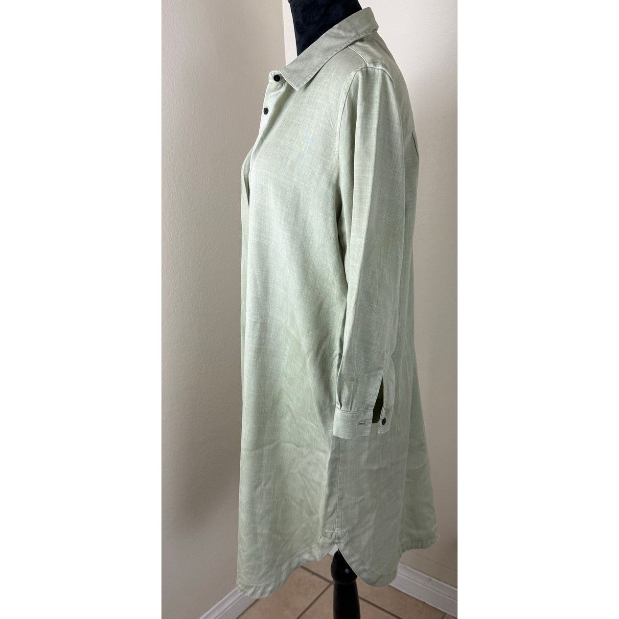Zara Zara Military Green Tencel Chambray Tunic Dress - Large Size L / US 10 / IT 46 - 6 Thumbnail